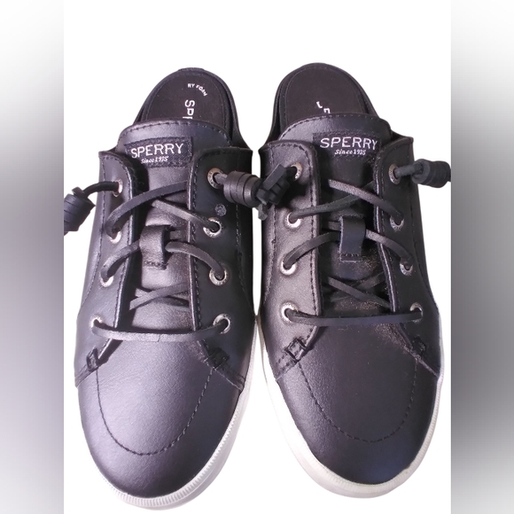 Sperry Black Casual Leather Shoes Slip On Womens Size 8.5 Cozy Summer Comfy - Picture 1 of 8